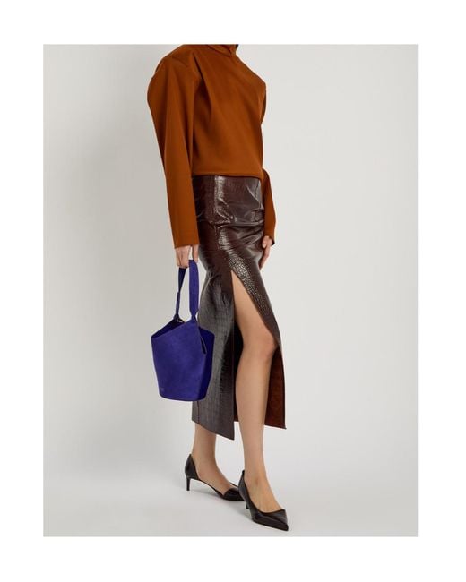 Khaite Blue Lotus Mini Suede Tote Bag