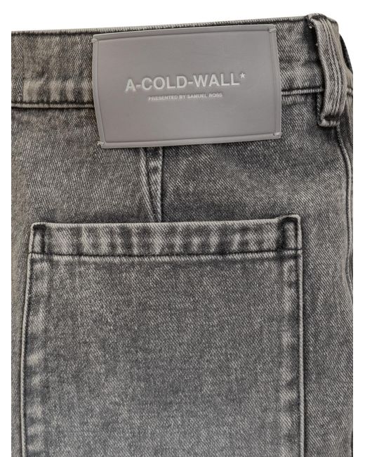 A_COLD_WALL* Gray Logo Denim Shorts for men