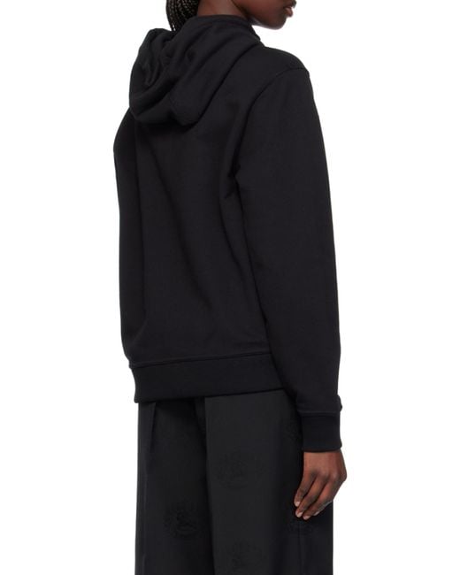 Burberry Black Logo Printed Drawstring Hoodie
