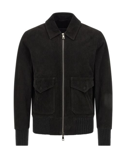 Giorgio Brato Black Long-Sleeve Bomber Jacket for men