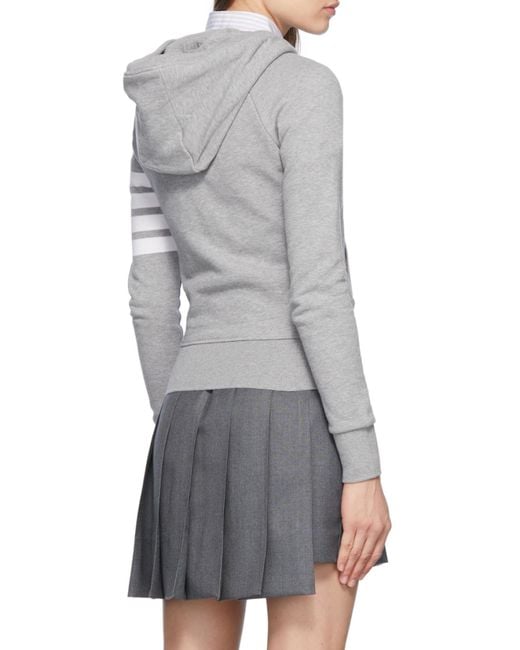 Thom Browne Gray 4-Bar Zip-Up Hoodie