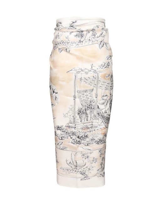 Ferragamo White Ferragamo Viaggio Printed Pareo Skirt