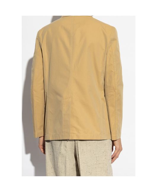 Versace Natural Flap-Pocket Single-Breasted Tailored Blazer for men