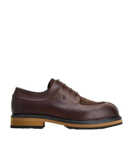 Tod's Brown Leather Lace-Up Oxford Shoes for men