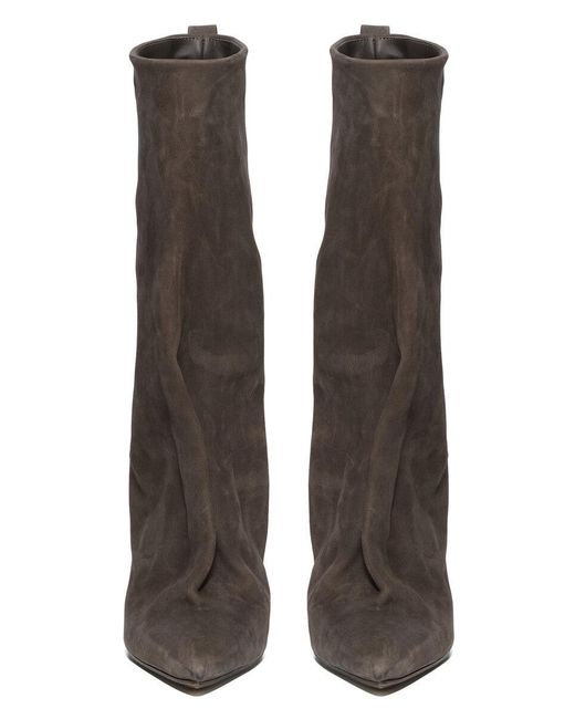 Rick Owens Brown Cantilever Sharp Flared Boots