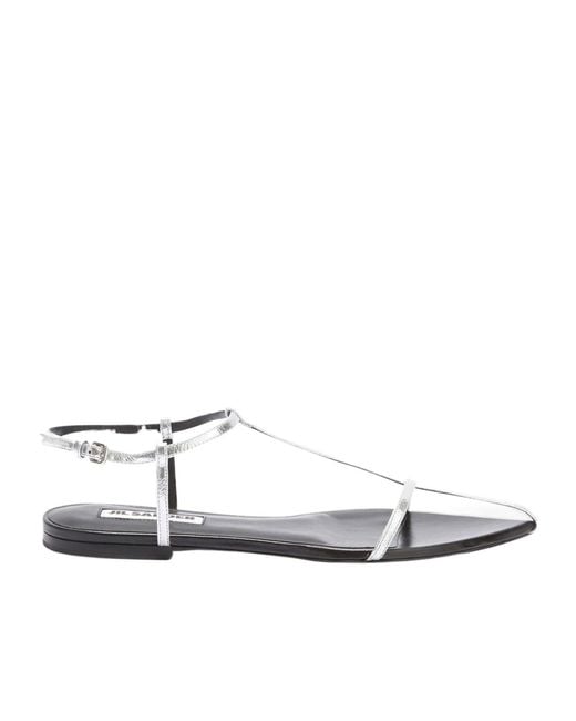 Jil Sander White Pointed-Toe Caged Sandals