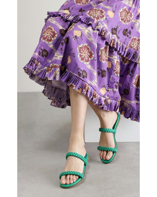 Gianvito Rossi Green Braided-Strap Sandals