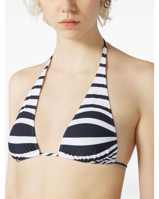 Jean Paul Gaultier Blue Striped Morphing Bikini Top