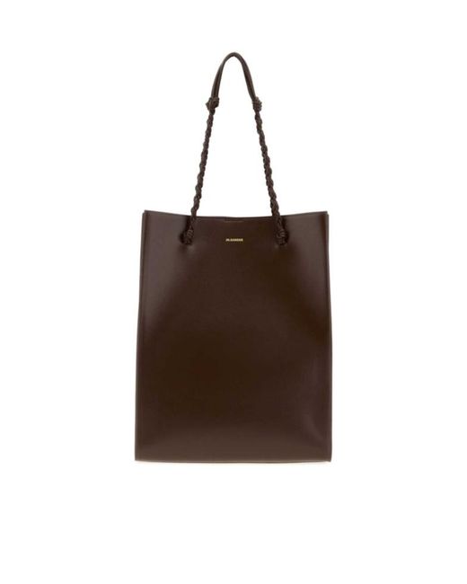 Jil Sander Brown Tangle Leather Tote Bag