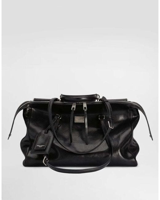 Dolce & Gabbana Black Vittoria Logo Plaque Bag