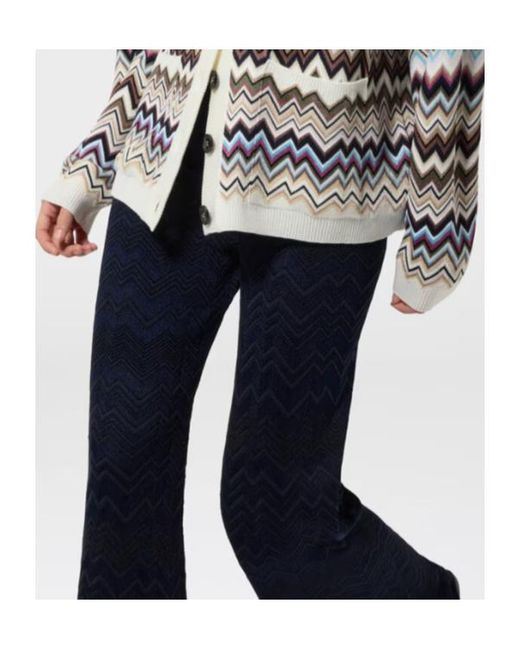 Missoni Blue Zigzag-Knit Trousers