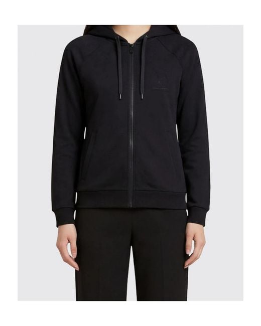ARMANI EXCHANGE Black Rhinestone-Embellished Zip-Up Hoodie