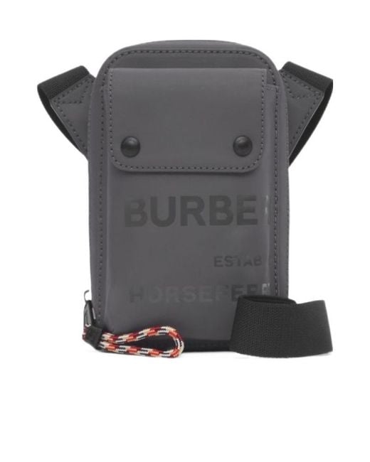 Burberry Gray Horseferry Print Coated Canvas Crossbody Pouch for men