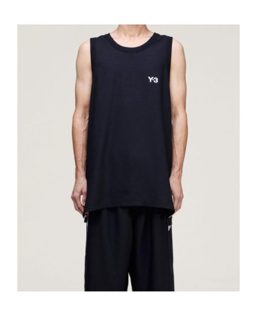 Y-3 Black Logo Printed Crewneck Tank Top for men