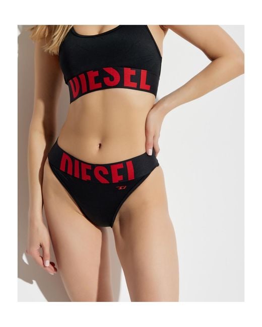DIESEL Red Lola-D-Pop Cut-Off Logo Bikini Bottoms