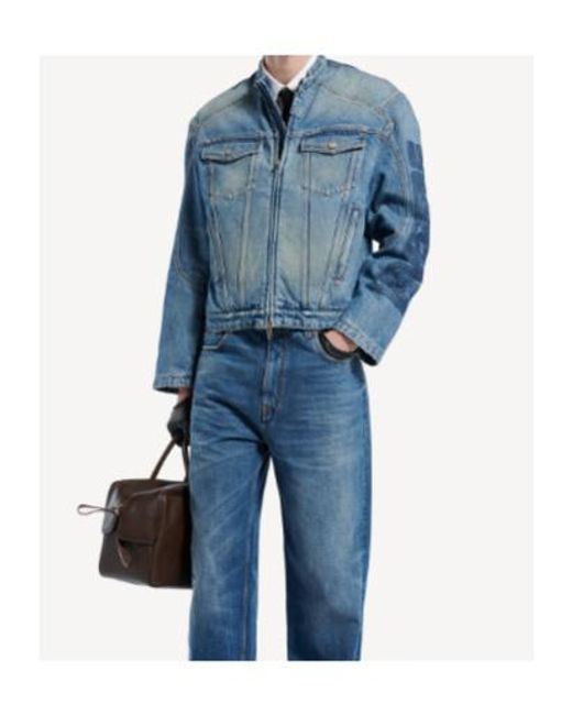 Balenciaga Blue Zip Front Denim Jacket for men