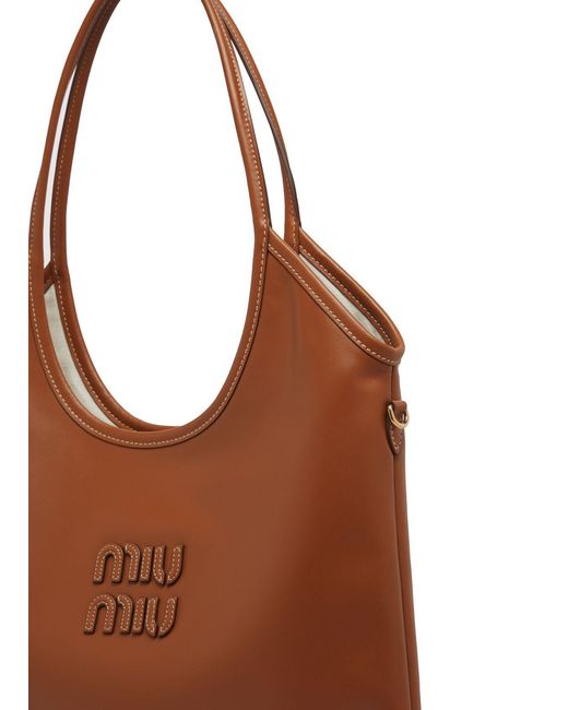 Miu Miu Brown Ivy Logo Shoulder Bag