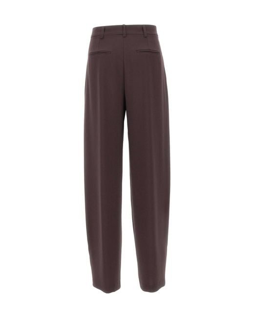 ANDAMANE Purple Casual Trousers With Belt Loops