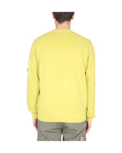 C P Company Yellow Emerized Diagonal Fleece Sweatshirt for men