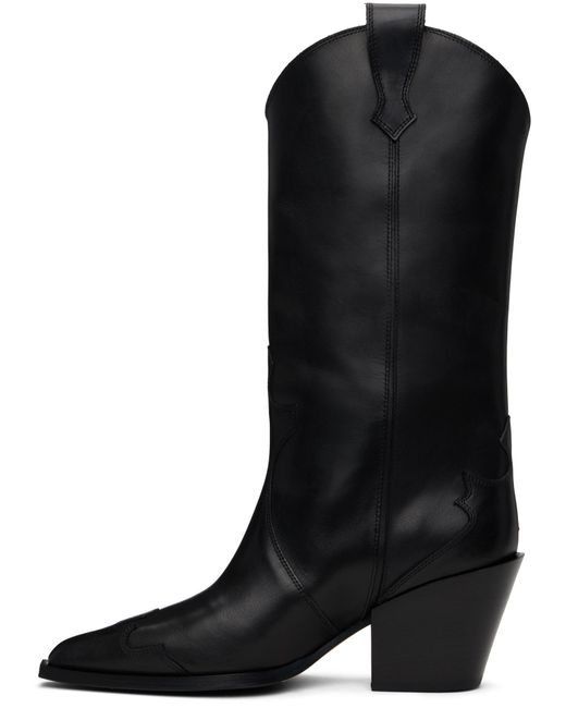 Aeyde Black 70Mm Pointed-Toe Leather Boots
