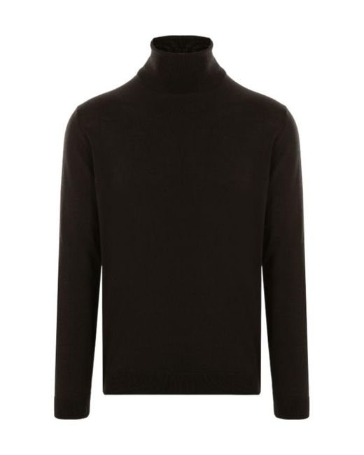 Roberto Collina Black Turtleneck Merino Wool Sweater for men