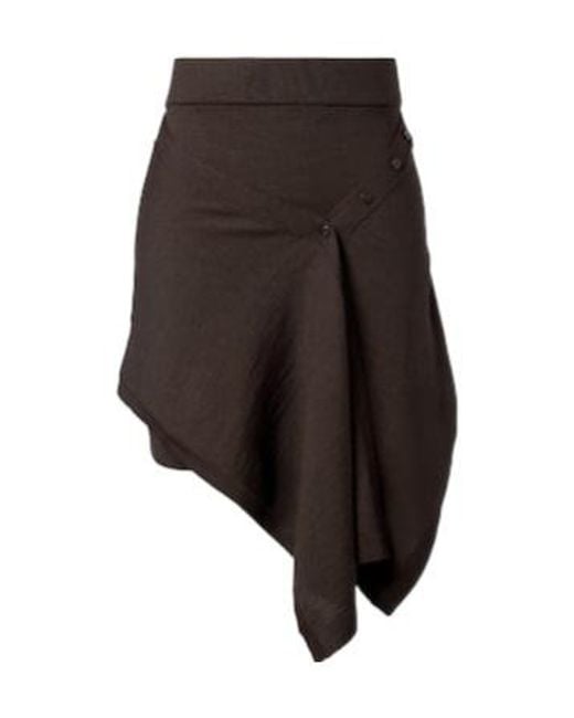 Lemaire Brown Asymmetric Wool-Blend Miniskirt