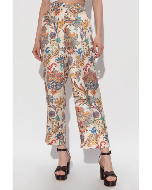 Etro White Patterned Wide-Leg Trousers