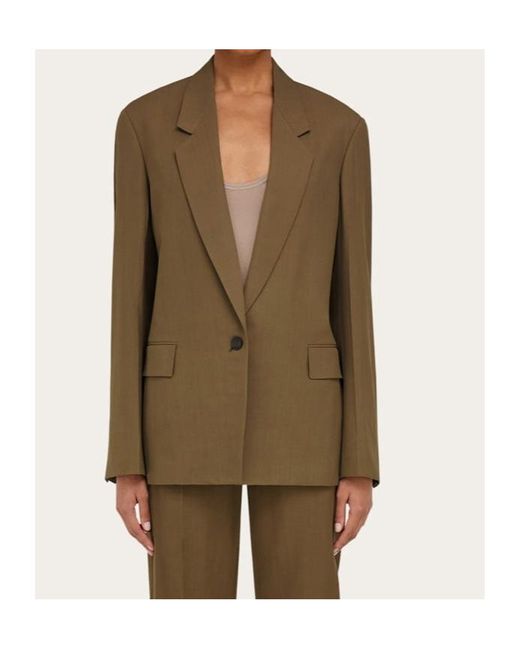Ferragamo Green Notched-Lapel Blazer
