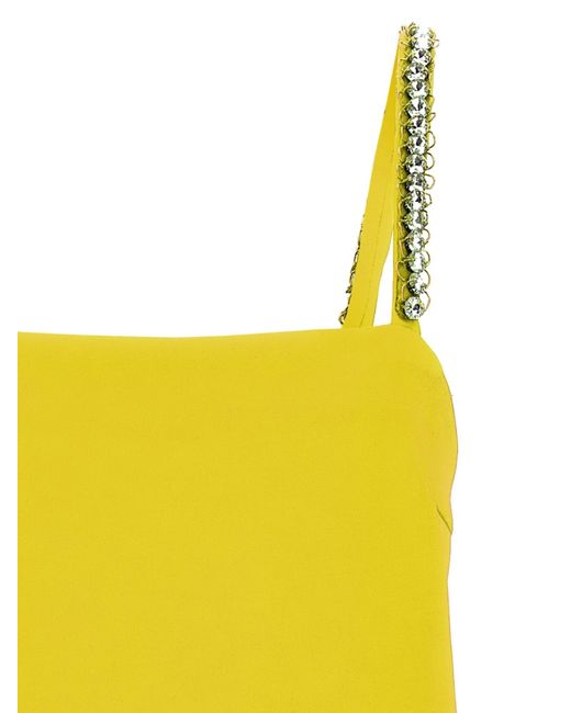 Pinko Yellow Embellished Feather Hem Mini Dress