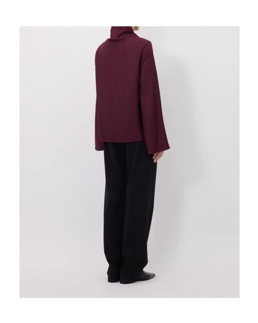 Loulou de Saison Purple Drawstring-Neck Wide-Sleeve Top