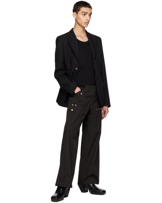 Dion Lee Black Multi-Pocket Straight-Leg Trousers
