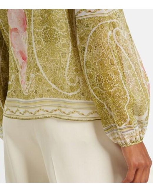Giambattista Valli Yellow Printed Silk Georgette Blouse
