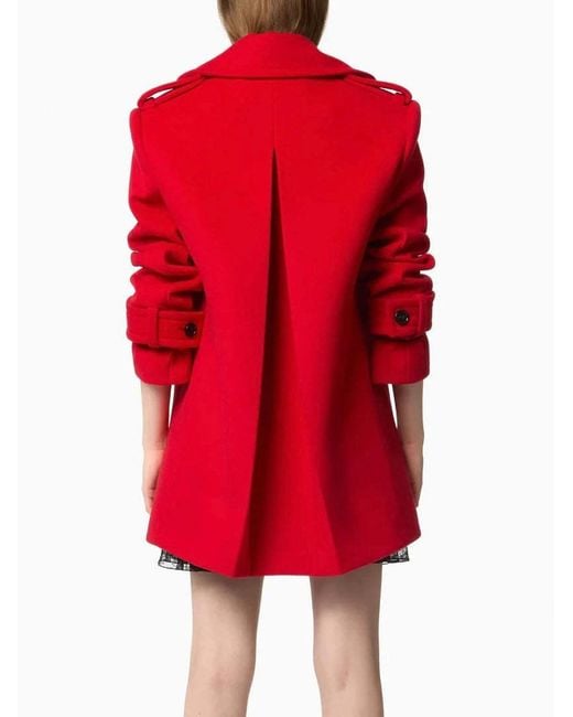 Nina Ricci Red Double-Breasted Peacoat