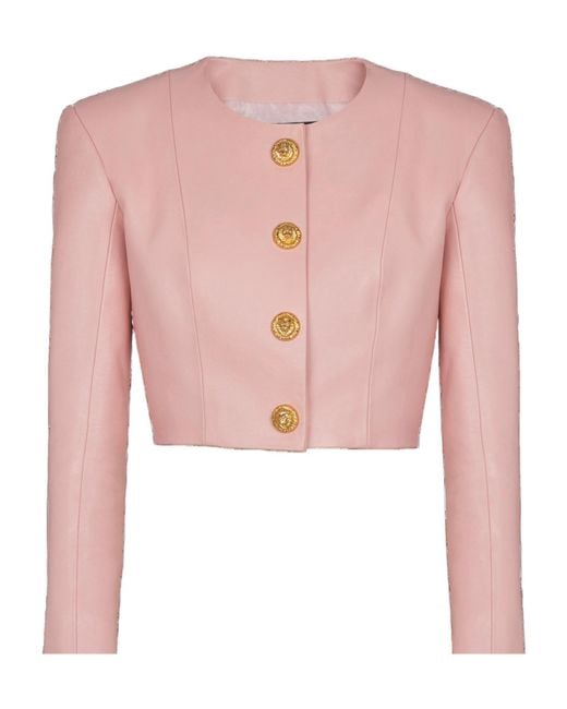 Balmain Pink Leather Jacket