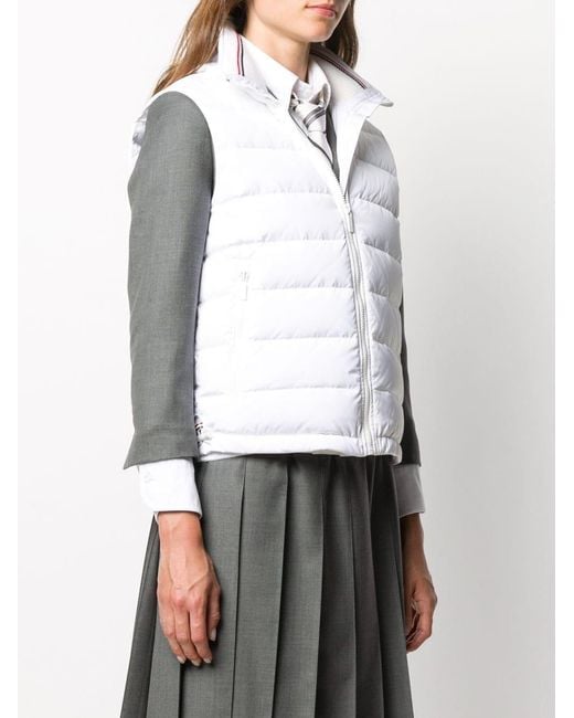 Thom Browne White Rear Stripe Padded Gilet