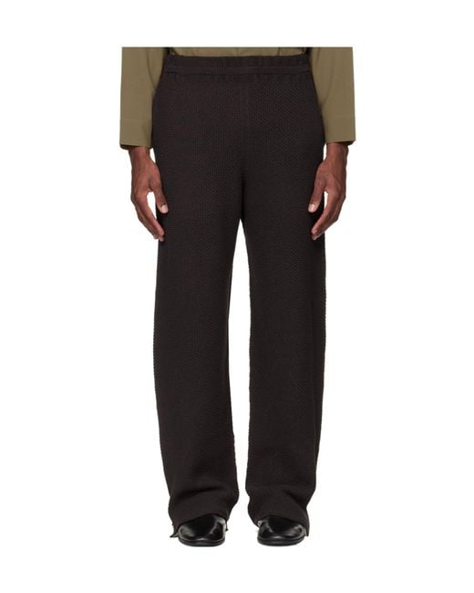 Homme Plissé Issey Miyake Black Elastic Waist Knit Casual Pants for men
