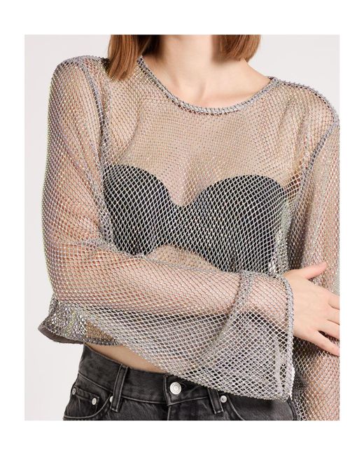 Ganni Gray Short Knit Top