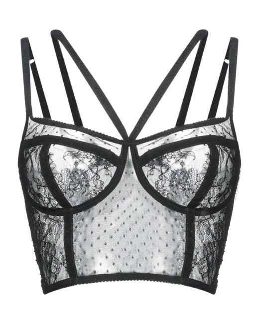 Dolce & Gabbana Gray Lace Unlined Bralette