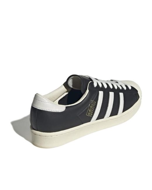 Adidas Black Superstar Vintage 3-Stripes Leather Sneakers for men