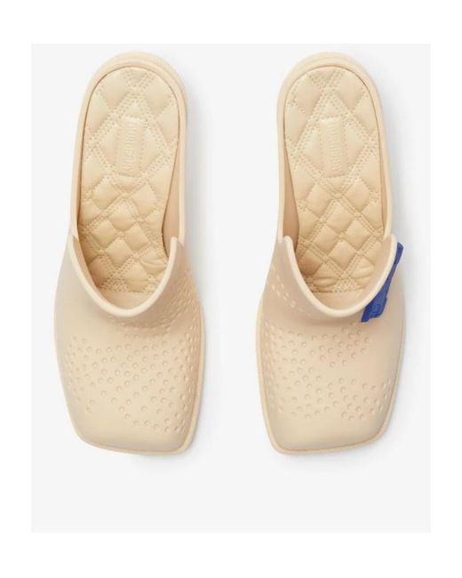 Burberry White Equestrian Knight Square-Toe Slip-On Mules