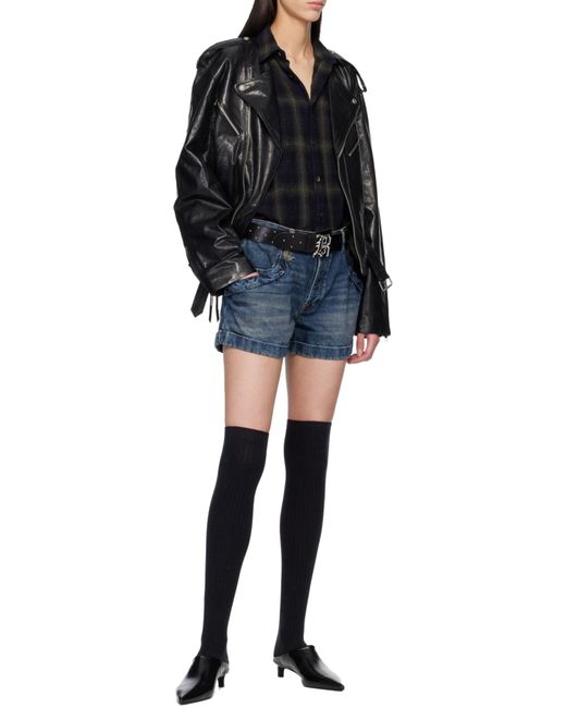 R13 Blue Denim Shorts
