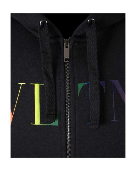 Valentino Black Vltn Printed Zipped Hoodie for men