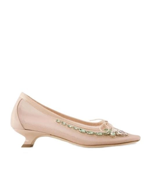 Simone Rocha Pink Crystal Low-Heel Shoes