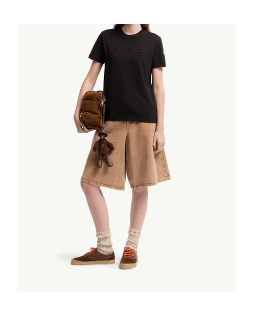 Moncler Black Embroidered Logo Cotton T-Shirt
