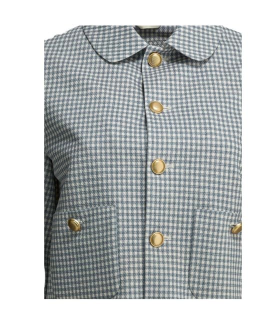 Circolo 1901 Blue Gingham Button-Front Jacket