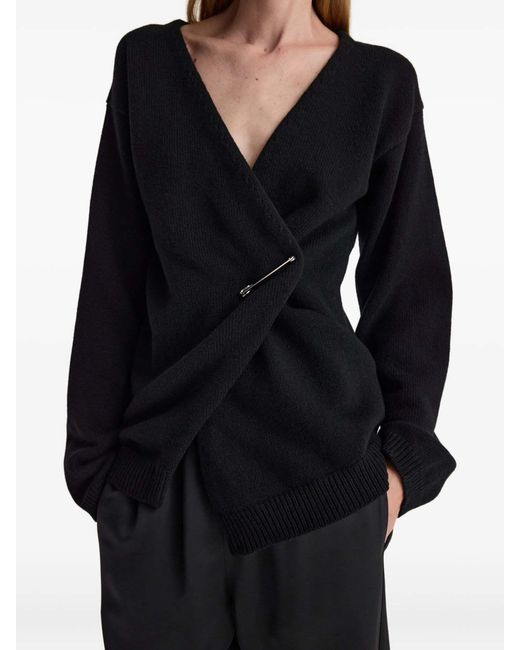 Rohe Black Off-Shoulder Wrap Cardigan