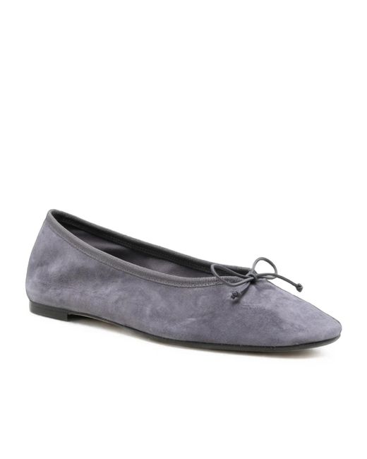 Aeyde Gray Tiby Bow-Detail Suede Ballet Flats