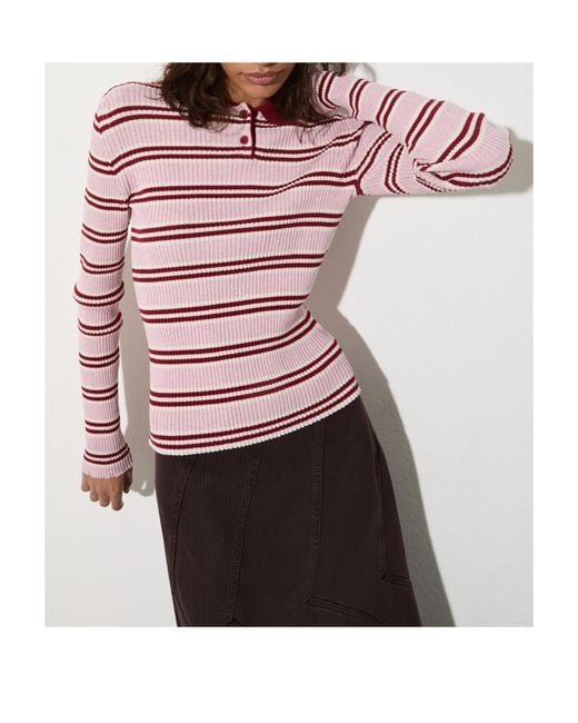 MAX&Co. Red Striped Polo-Neck Jumper
