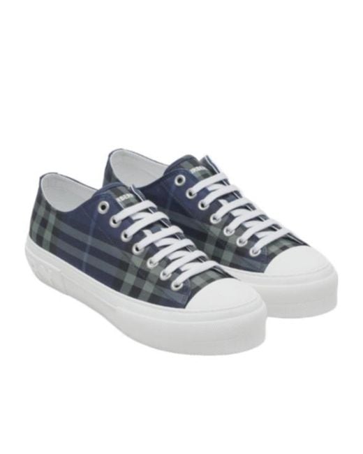 Burberry Blue Checked Low-Top Sneakers for men