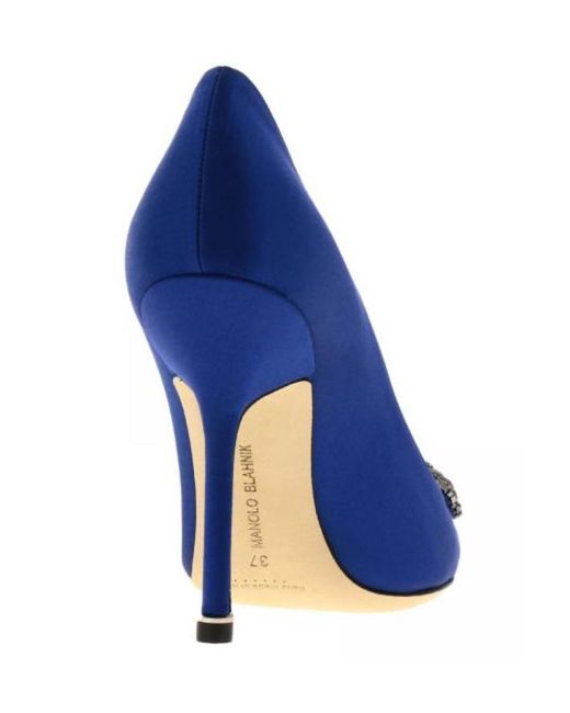 Manolo Blahnik Blue Hangisi Buckle Embellished Pumps
